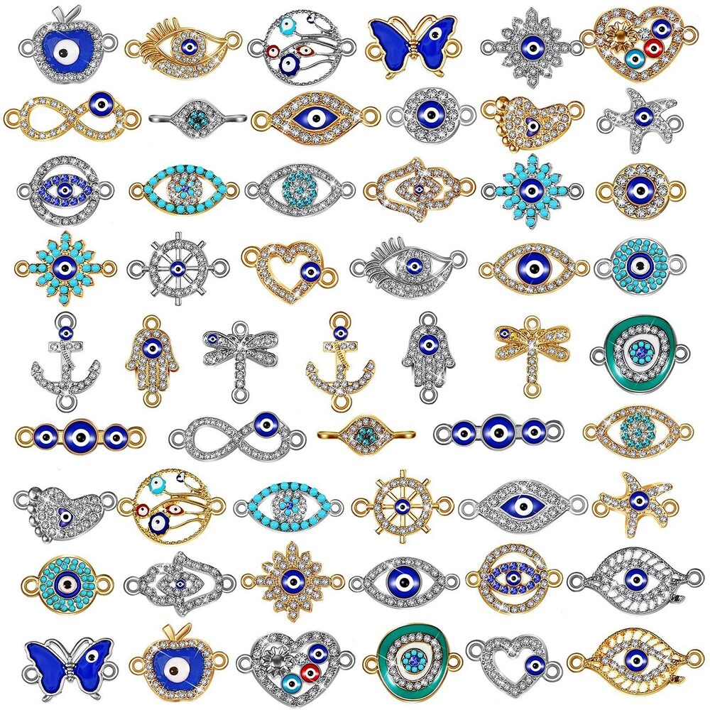 8526 54 Pieces Mixed Alloy Eye Charms Assorted Evil Eye Connector
